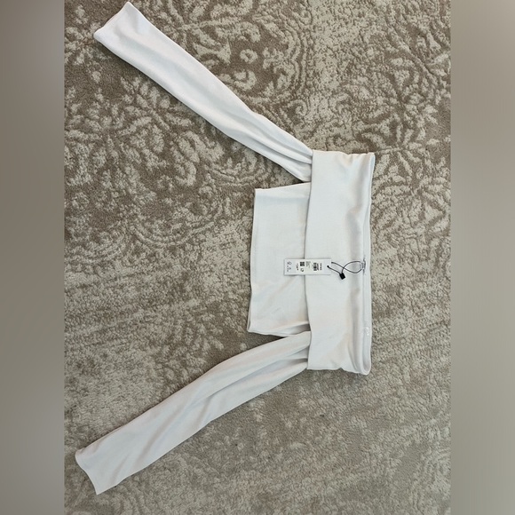 Garage White Long Sleeve Off The Shoulder Crop Top - Picture 2 of 3